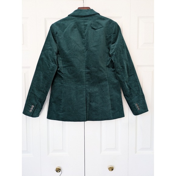 J. Crew Velveteen One-Button Blazer Womens Size 4 Green NWtT $198 BC800 - Picture 4 of 8